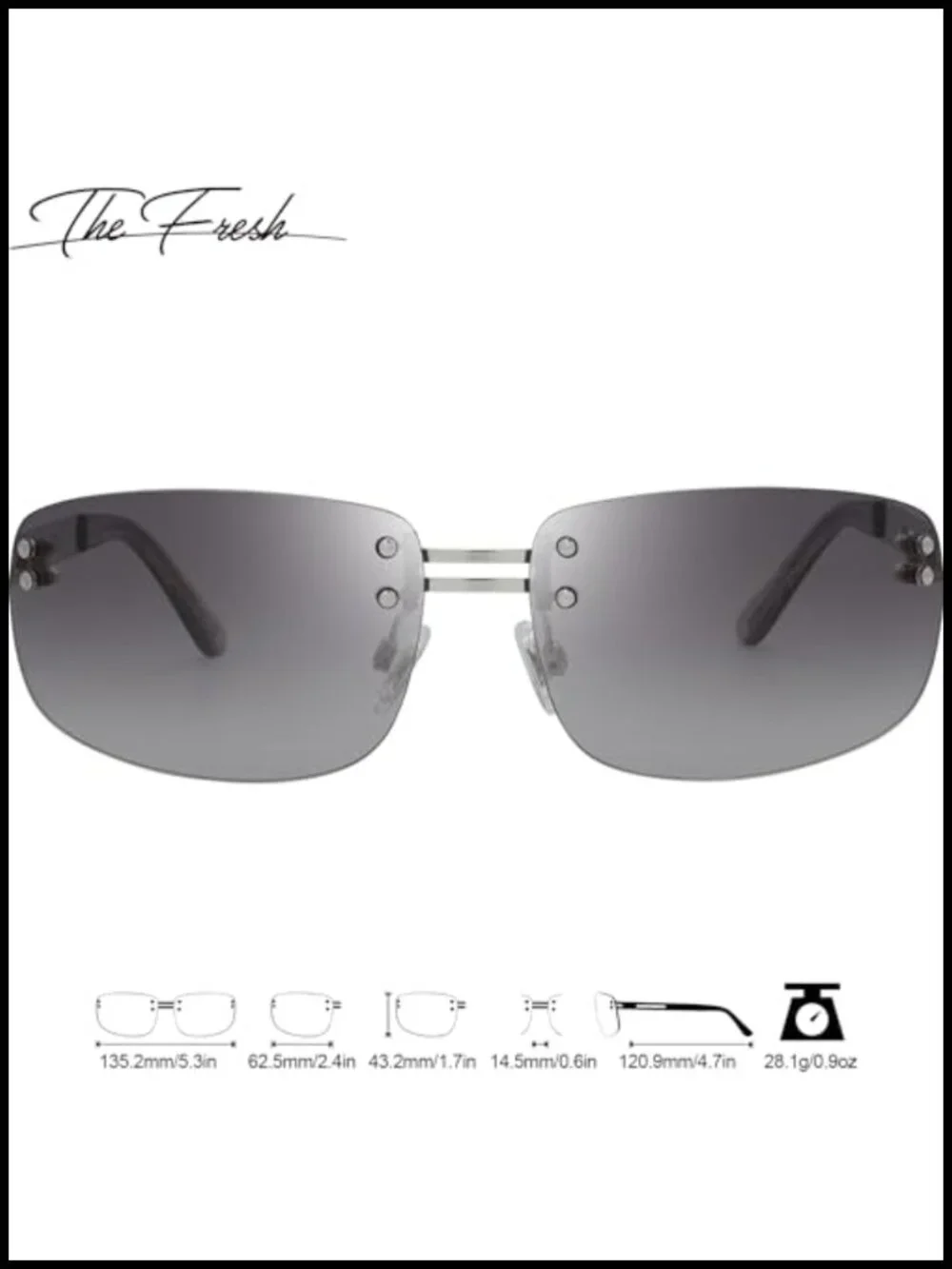 Rimless Metal Sunglasses UV400 Protection Unisex Minimalist Retro